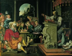 Man at a podium delivering a speech.